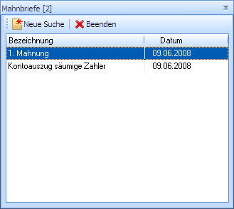 Auswahl-Mahnbrief