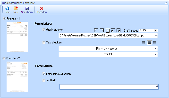 E-Formulardruck