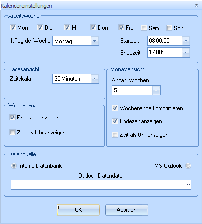 Kalender-Einstellungen